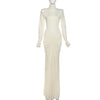 Sexy rückenfreies Rollkragen-Maxikleid – Damen Abendkleid Langarm Party