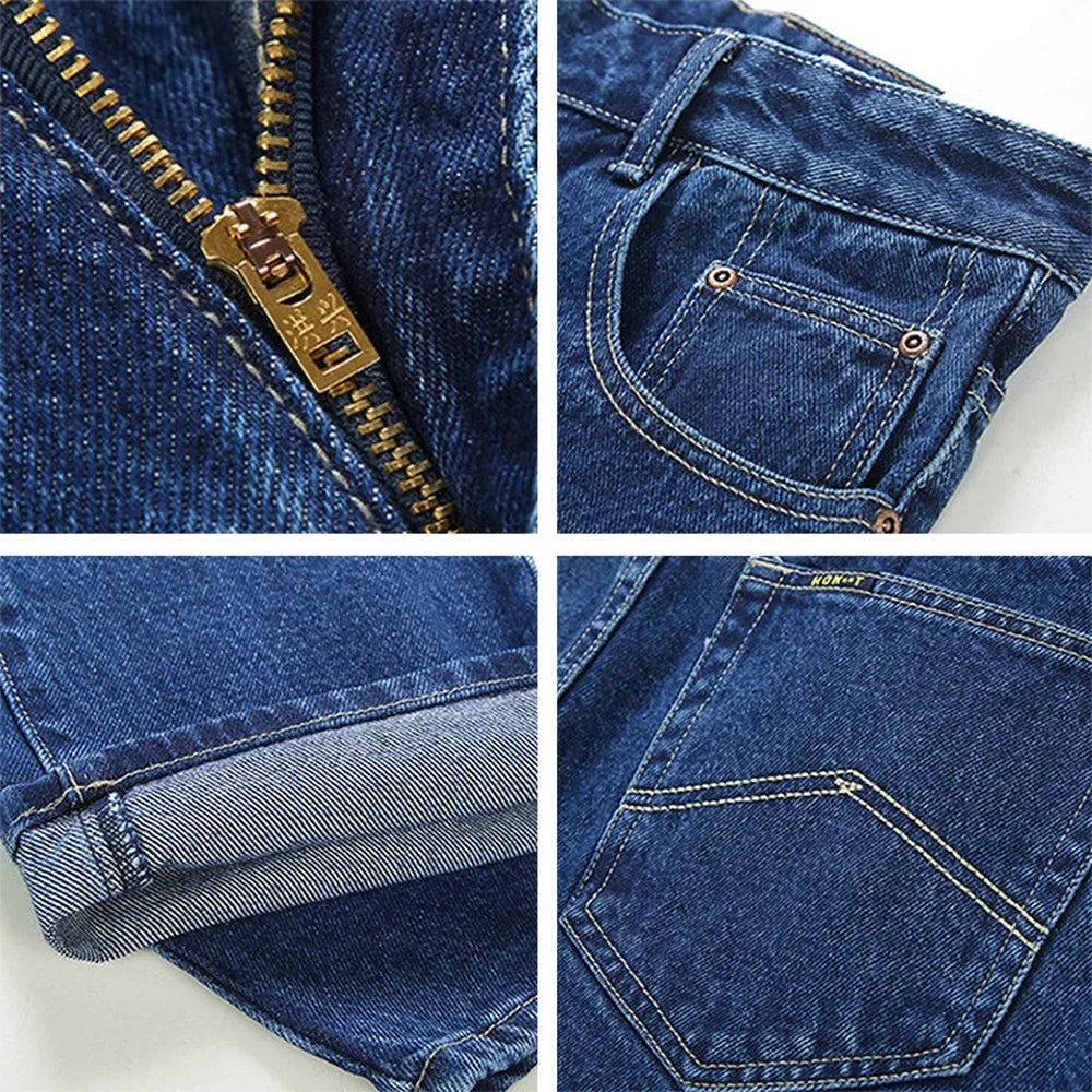 Men's Business Slim Fit Stretch Jeans | Classic Straight Leg Cotton Denim Pants