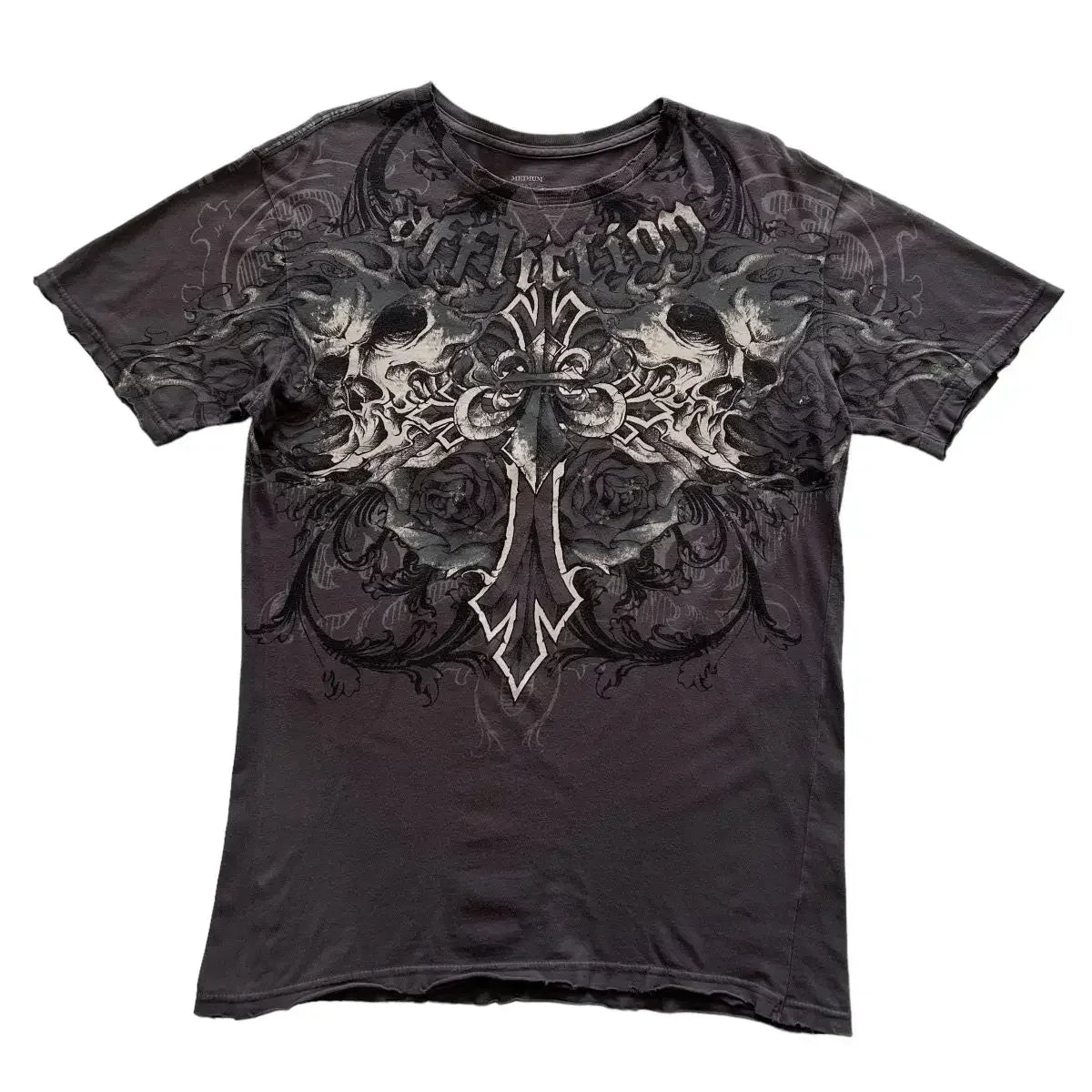 Herren Y2K Gothic Affliction T-Shirt – Baumwoll-T-Shirt mit dunklem Flügelprint