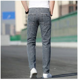 Men’s Summer Loose Stretch Gray & Light Blue Straight-Leg Denim Jeans