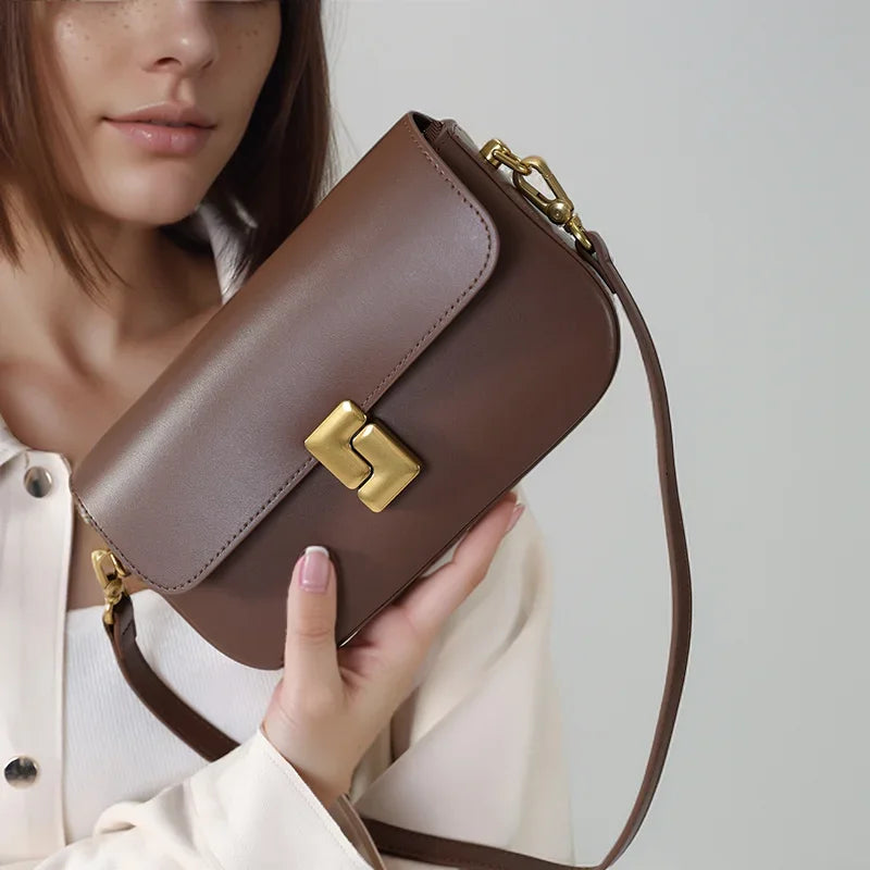 Luxuriöse Spaltleder-Damen-Umhängetasche | Trendmarke Kleine quadratische Tasche