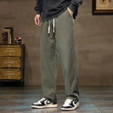 Men’s Vintage Cotton Loose Straight Wide-Leg Cargo Pants