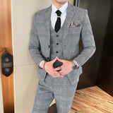 The "Heritage Grey" Houndstooth 3-Piece Suit – Luxury Plaid Edition – Tailored Jacket, Vest & Trousers