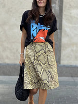 Women’s Fashion Snake Pattern Straight Skirt – High-Waist Slim Long Skirt