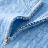 Men’s 100% Pure Cashmere Zipper Sweater – Thickened Warm High Collar Pullover
