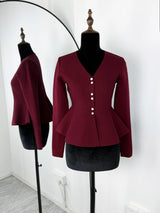 The "Lotus Leaf" Ruffle Knit Cardigan | Elegant Long-Sleeved V-Neck Blouse