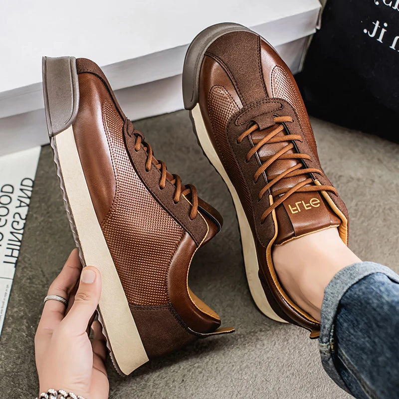 Herren Luxus-Sneaker – Atmungsaktive modische Laufschuhe, lässige Leder-Slipper