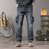 Herren Outdoor Weite Hosenbeine Arbeitsjeans | Multi-Pocket Straight Fit Denim