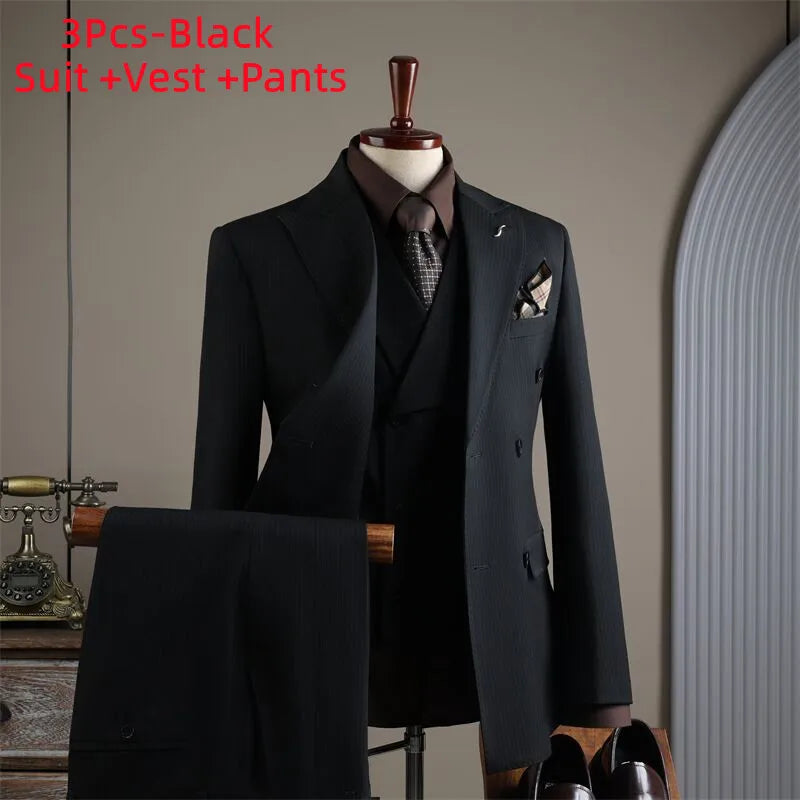 High-Quality 3-Piece Men’s Suit – Slim Fit Double-Breasted Formal Business Set