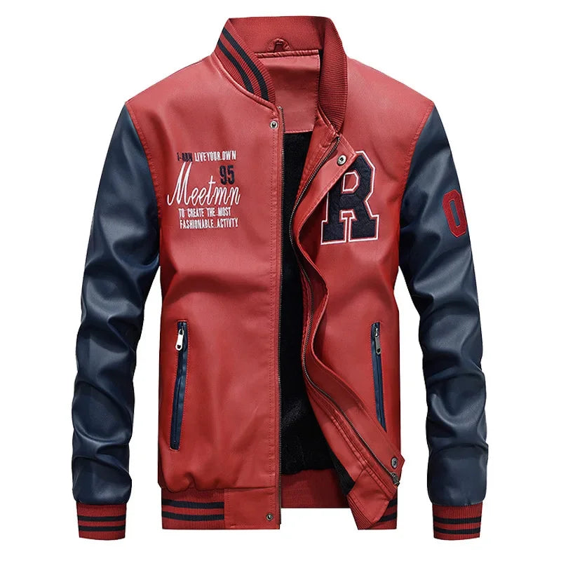 Die „Apex“ Slim Moto – charakteristische Stehkragenjacke aus PU-Leder – hochwertige Bikerjacke mit schmaler Passform von Boutique