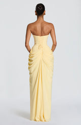 Women’s High Split Strapless Ruched Maxi Dress