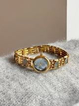 The Terra Luna: Natural Gemstone Quartz Watch – Luxury Minimalist Round Dial Timepiece