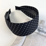 Retro Schwarz-Weiß gepunktetes Haarband mit breitem Rand für Damen