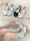 Women’s Cute Lolita Mary Jane Shoes – Butterfly-knot Thick Heel Leather Shoes