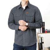 Men’s Pure Cotton Loose Fit Long Sleeve Tooling Cargo Shirt