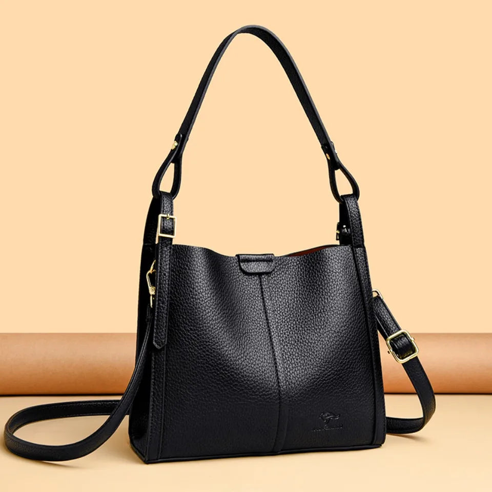 The Sovereign-Medium Silhouette High-Quality PU Leather Top-Handle Bag