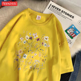 Beautiful Flower Clusters Cotton T-Shirt - Women's Floral Graphic Tee
