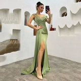 Beaded Satin Mermaid Evening Dress | Elegant Lace Prom Gown