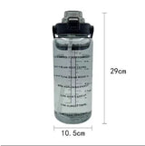 2L große Wasserflasche mit Strohhalm – Auslaufsicherer Kunststoff-Sportkrug mit Zeitmarkierung & motivierenden Zitaten