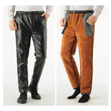 Men's Winter Gothic Black Leather Pants – Plus Fleece Lined Thick Thermal Trousers