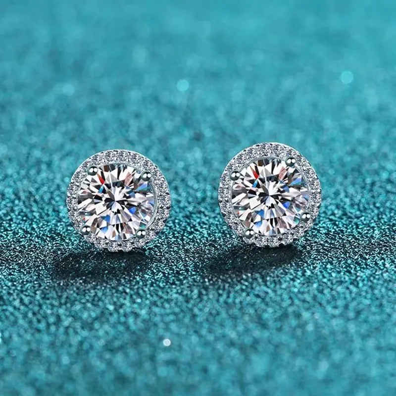 S925 Sterling-Silber Moissanit Ohrstecker für Frauen – 18K Weißgold plattierte Labor-Zucht-Diamant-Ohrringe