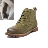 Damen Stiefeletten aus echtem Leder – Retro-Stiefeletten aus Wildleder im britischen Stil