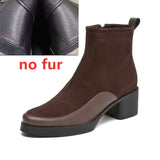 Women’s Genuine Leather Ankle Boots – Pointed Toe Chunky High Heel Boots