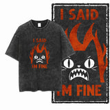 Acid Washed Cat Graphic T-Shirt | Unisex Exclusive Streetwear Tee