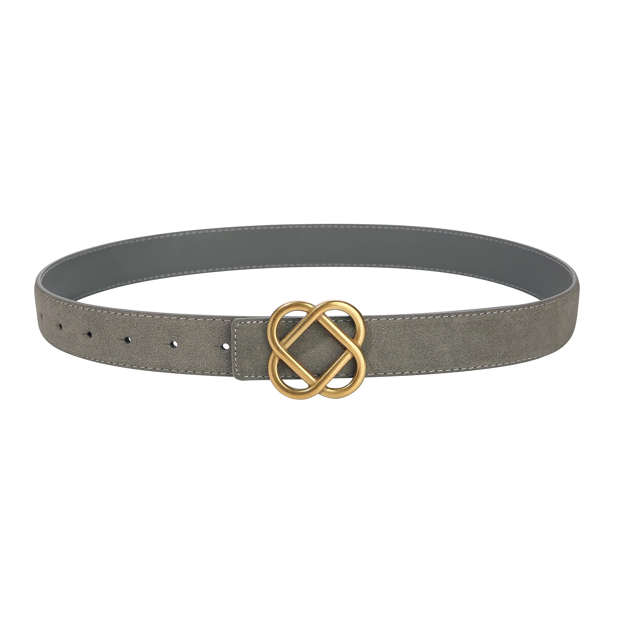 Damen-Wildleder-Rindledergürtel 2,8 cm – Vintage schmaler Gürtel mit Retro-Goldschnalle