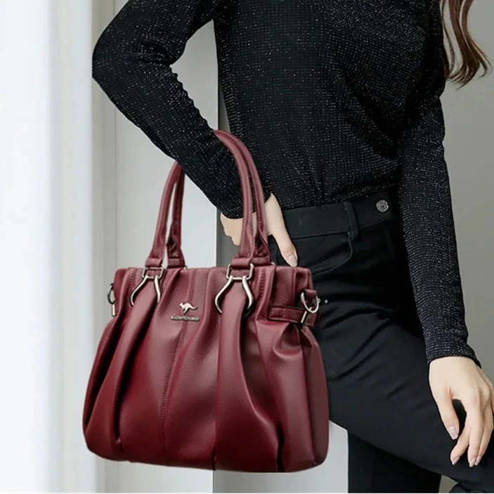 Damen-Einkaufstasche aus echtem weichem Leder – Luxuriöse Handtasche mit großem Fassungsvermögen