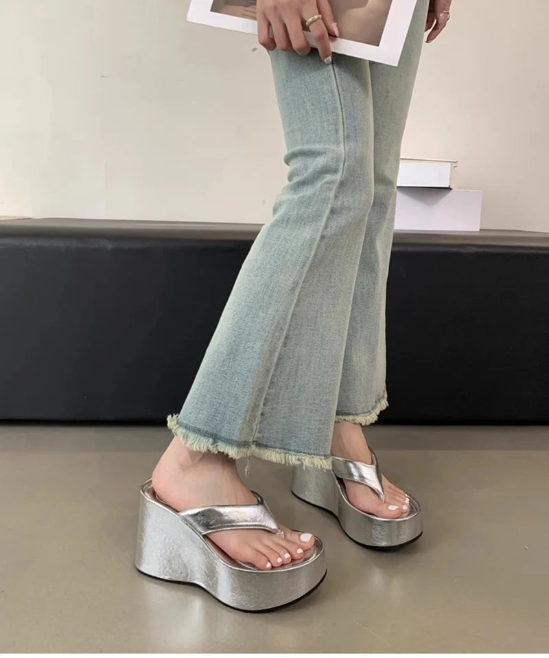 Designer Summer Chunky Slippers – Fashion Platform Wedge Sandals