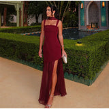 Elegantes Damen-Partykleid mit Bändern und Neckholder – Sexy Patchwork-Kleid mit eckigem Ausschnitt