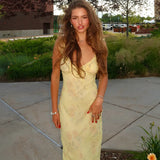 Summer Floral Print Plunge Maxi Dress – Sexy Backless Fairy Sundress