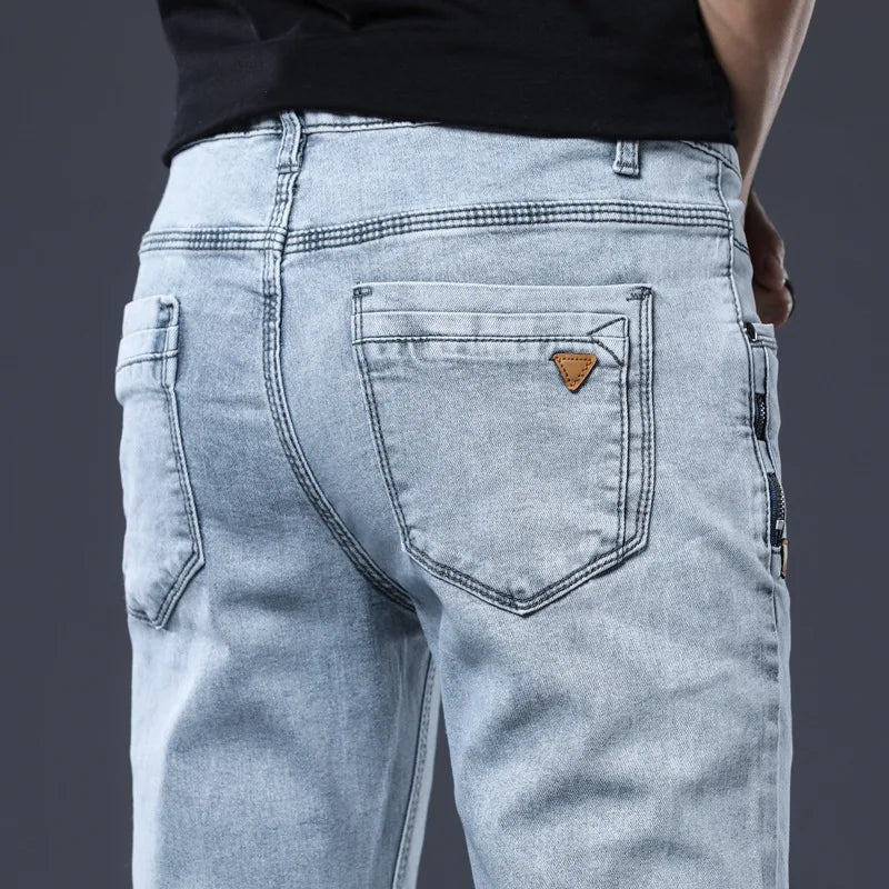 Men's Slim Fit Skinny Jeans | Gray & Blue Stretch Denim Pants