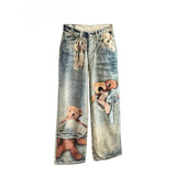 Damen Harajuku Batik Baggy Jeans | High Street Y2K Print Denim Hose