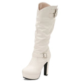 Women's Knee-High Elegant Long Winter Boots – 12cm Super High Block Heels