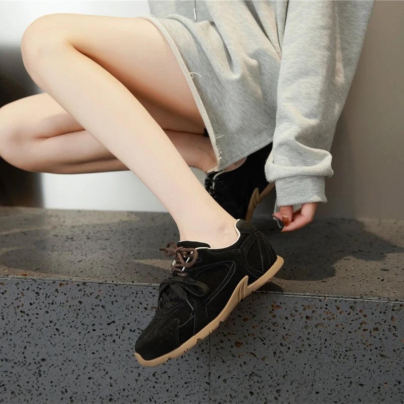 Women’s Genuine Leather German Training Shoes – Winter Velvet Fur Lined Sneakers