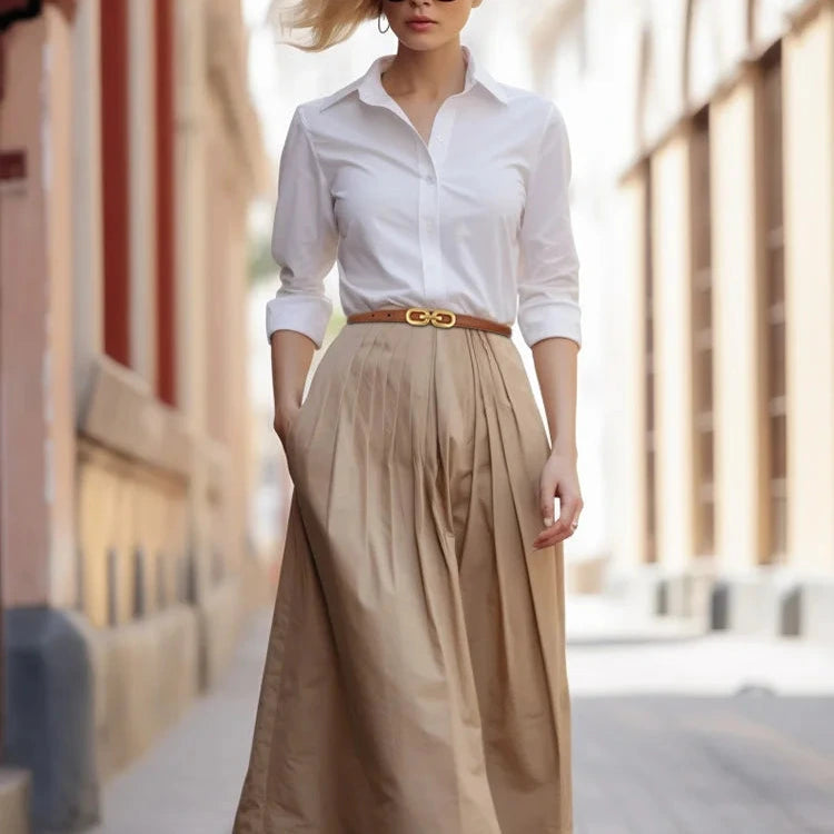 The "Grace" Skinny Belt: Premium Genuine Leather with Polished Gold Buckle