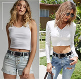 Western Women's Genuine Leather Belt – Classic Metal Pin Buckle Waistband