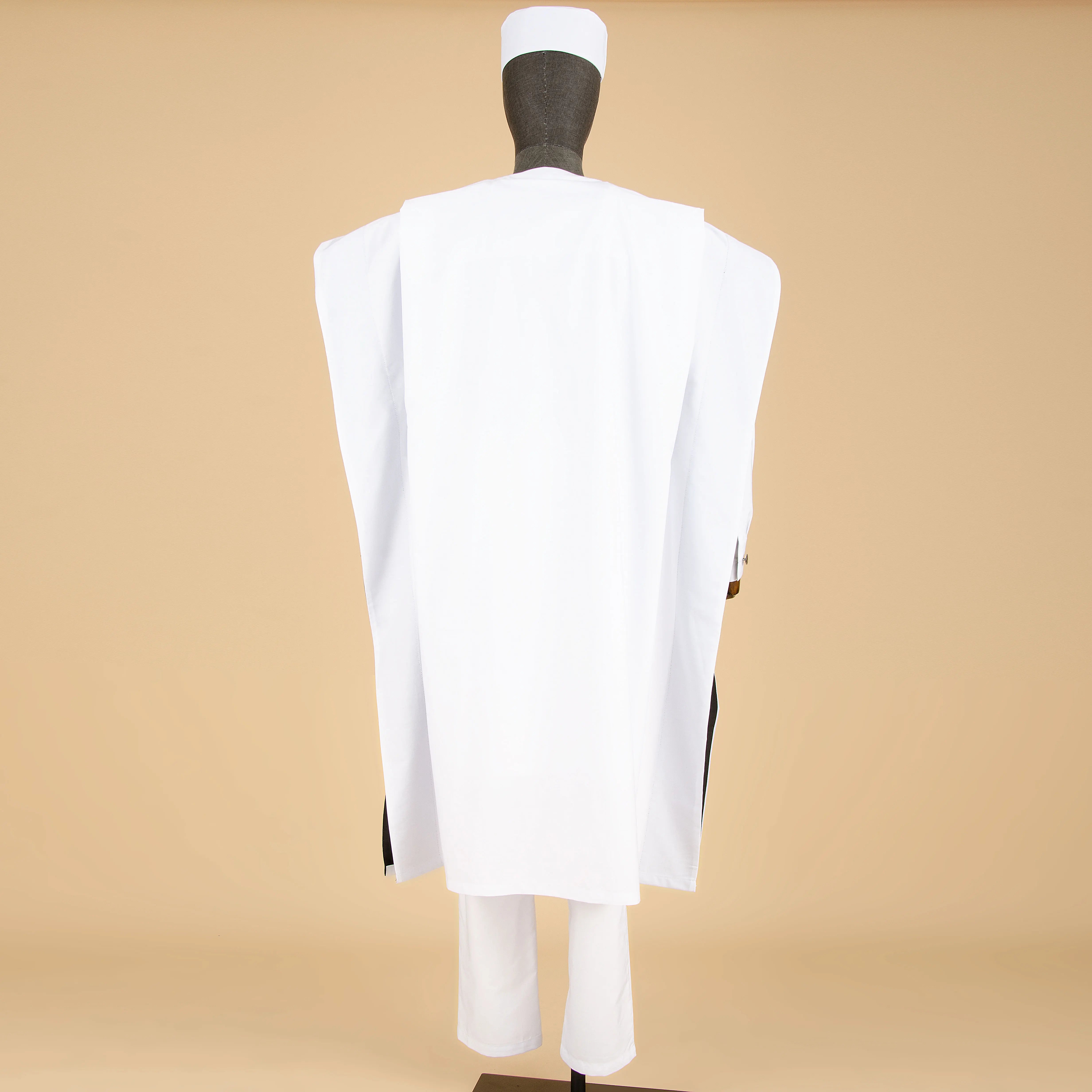 Men’s 4-Piece African Agbada Set | Grand Robe, Dashiki Shirt, Ankara Pants & Tribal Hat