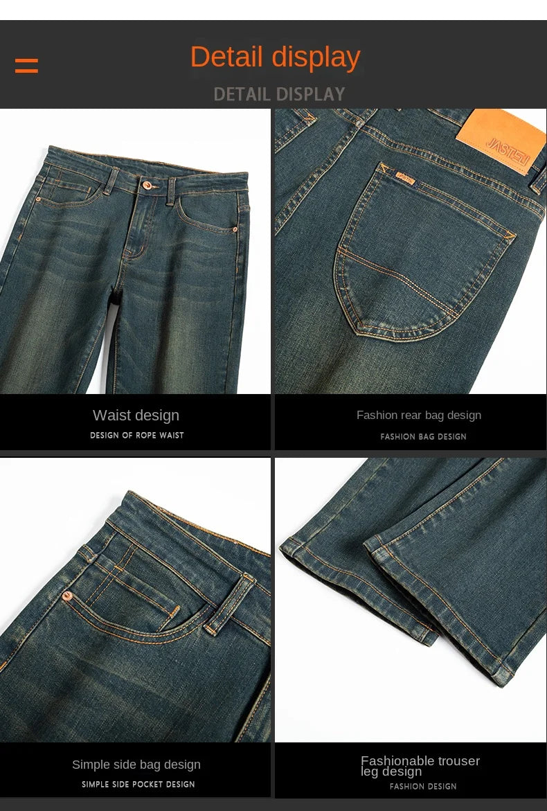 Herren Premium Vintage Jeans | Neue hochwertige elastische Business-Freizeit-Jeans