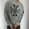 Men’s Vintage Sanskrit Logo Print Tee – Oversized Long Sleeve Hip Hop T-Shirt