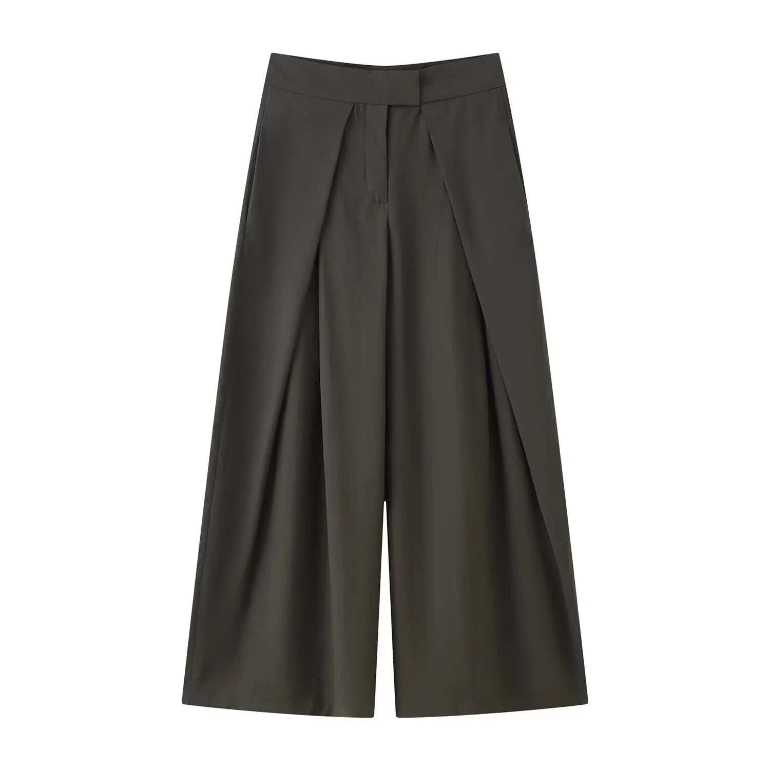 Damen lässige gestreifte weite Hose – High Waist plissierte gerade Hose