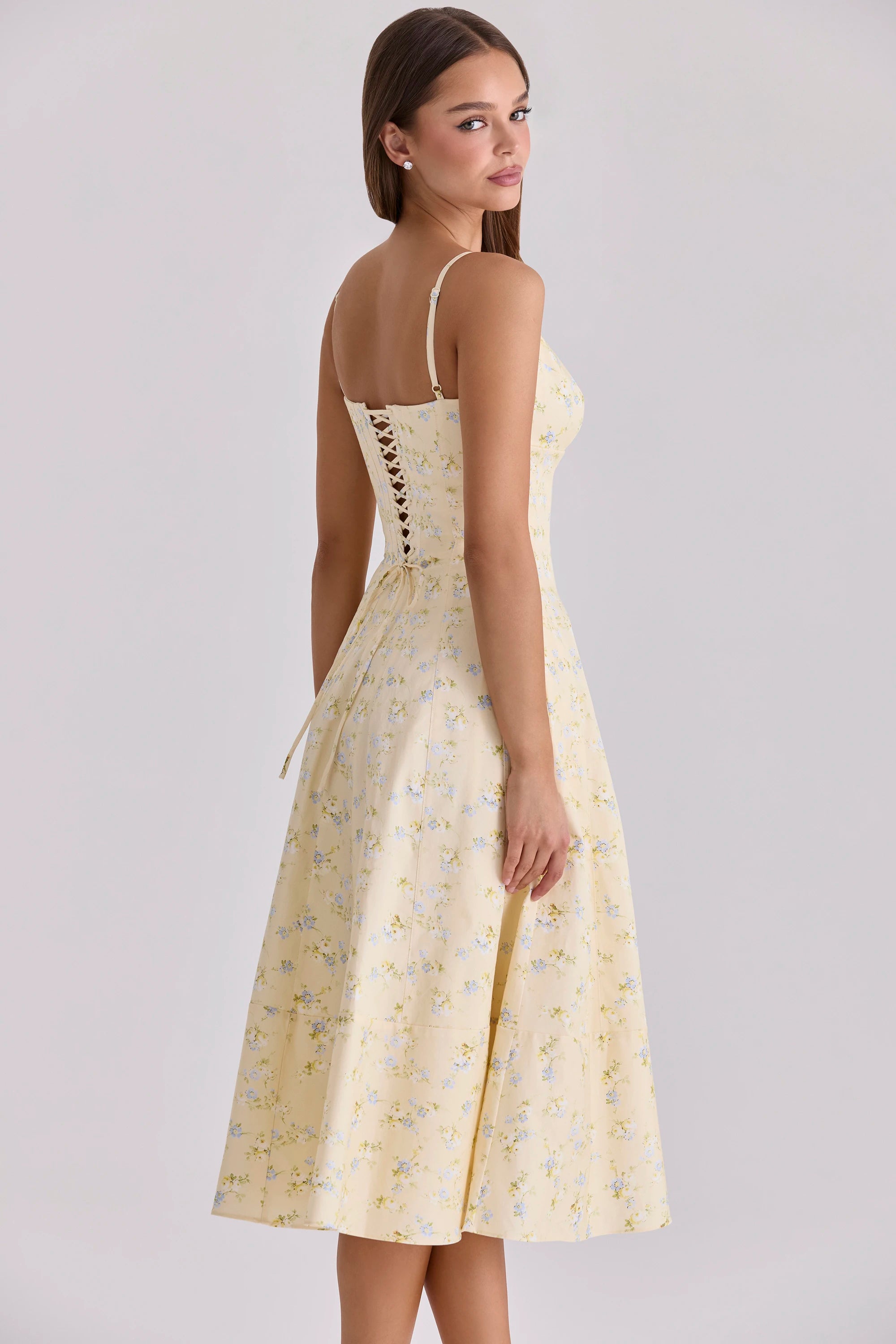 Women's Summer Elegant Floral Print V-Neck Midi Dress