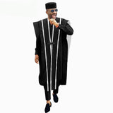 Men’s 4-Piece African Agbada Set | Grand Robe, Dashiki Shirt, Ankara Pants & Tribal Hat