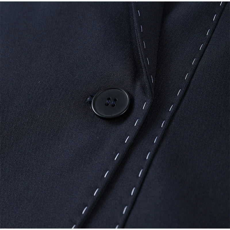 Women’s Casual Black Blazer – Loose Fit Double-Breasted Jacket