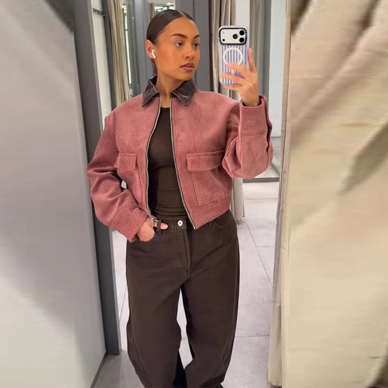 Freizeit-Jacke für Damen | Urbaner Kurzmantel mit Revers im Loose Fit