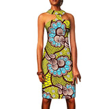 Ärmelloses Ankara Bodycon Sommer Mini-Kleid im afrikanischen Stil für Damen