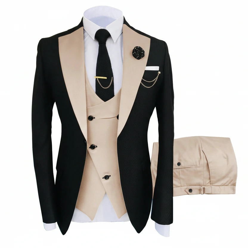 Herren 3-teiliger High-End-Anzug – Casual Business & formeller Gesellschaftsanzug