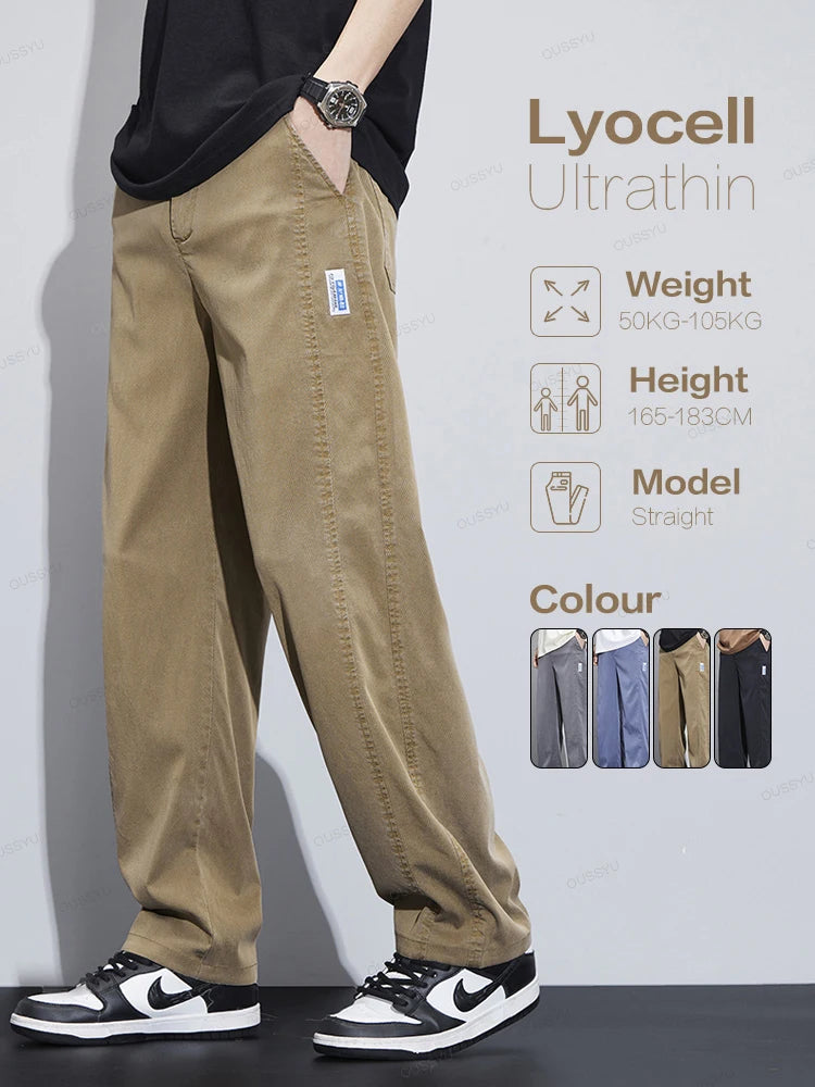 Men’s Ultrathin Lyocell Summer Pants – High Quality Soft Casual Trousers
